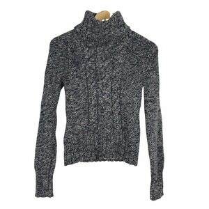 Express Chunky Cable Knit‎ Gray Turtleneck Sweater Wool Cashmere Angora Blend M